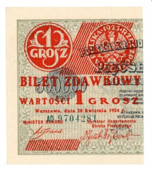 Bilet Zdawkowy 1 grosz 1924 - AO - lewa połowa