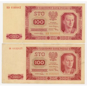100 złotych 1948 - seria DI i HD - zestaw 2 sztuk