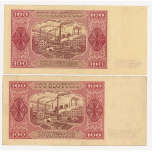 100 złotych 1948 - seria DI i HD - zestaw 2 sztuk
