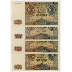 100 złotych 1941 - seria A, D - zestaw 4 sztuk