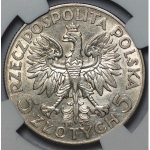 5 złotych 1932 Polonia - ze znakiem mennicy Warszawa - NGC AU DETAILS