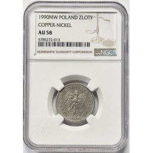 1 złoty 1990 - NGC AU 58