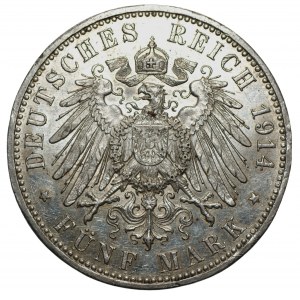 NIEMCY - Prusy - Wilhelm II, 5 marek 1914 (A) 25-lecie Panowania