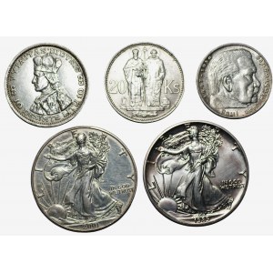 Zestaw monet srebrnych Litwa, Słowenia, Niemcy i USA ( 1936-2001)