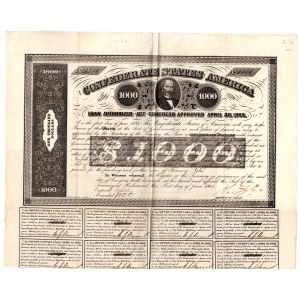 USA - Confederate States of American - 1000 dolarów 1863