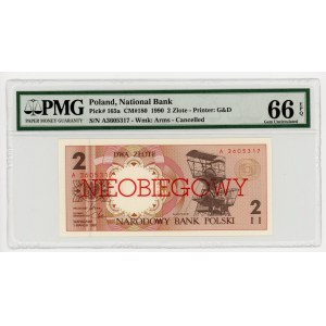 2 złote 1990 - seria A - NIEOBIEGOWY - PMG 66 EPQ