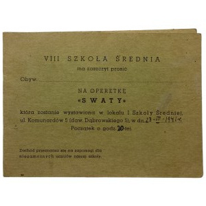 POLSKA - okres II Wojny Światowej - zaproszenie na spektakt