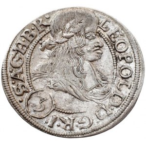 Leopold I. 1657-1705, 3 krejcar 1667 SHS Vratislav