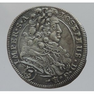 Josef I. 1705-1711, 3 krejcar 1706 BW Kutná Hora