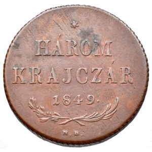 Revoluce 1848-1849, 3 krejcar (Három Krajczár) 1849 NB