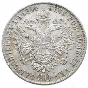 Konvenční a spolková měna, 20 krejcar 1854 B