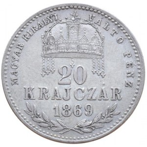 Konvenční a spolková měna, 20 krejcar 1869 GYF