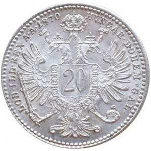 Konvenční a spolková měna, 20 krejcar 1870 b.z.