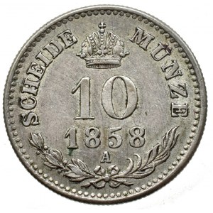 Konvenční a spolková měna, 10 krejcar 1858 A