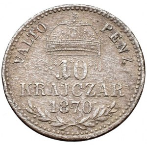 Konvenční a spolková měna, 10 krejcar 1870 KB