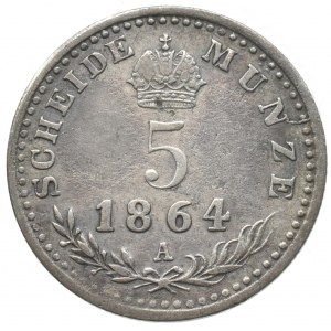 Konvenční a spolková měna, 5 krejcar 1864 A