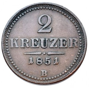 Konvenční a spolková měna, 2 krejcar 1851 B