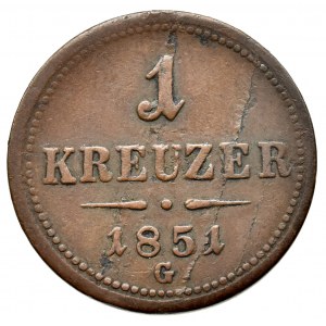 Konvenční a spolková měna, 1 krejcar 1851 G