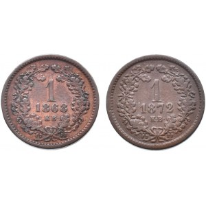 Konvenční a spolková měna, 1 krejcar 1868 KB, 1872 KB