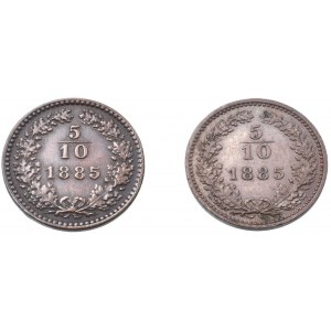 Konvenční a spolková měna, 5/10 krejcar 1885 b.z.