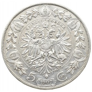 Korunová měna, 5 kor. 1907 b.z.