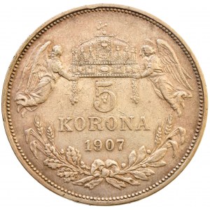 Korunová měna, 5 kor. 1907 KB