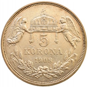 Korunová měna, 5 kor. 1908 KB