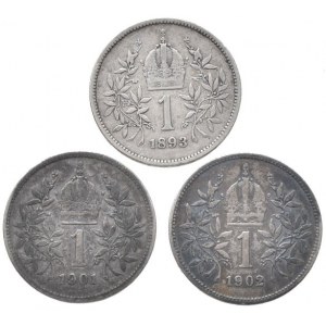 Korunová měna, 1 kor. 1893, 1901, 1092 vše b.z.