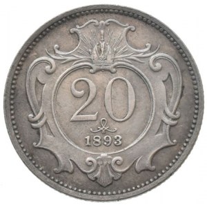 Korunová měna, 20 hal. 1893 b.z.