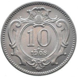 Korunová měna, 10 hal. 1908 b.z.