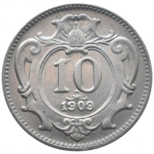 Korunová měna, 10 hal. 1909 b.z.