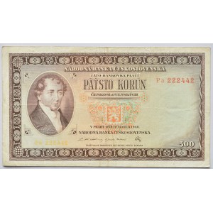 Československo - bankovky a státovky 1945 - 1953, 500 Kč 1946