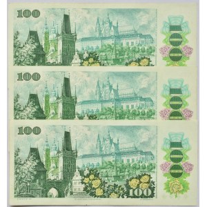 Československo - bankovky 1970 - 1989, 100 Kč 1989, série A03 po sobě jdoucí č.501486,7,8, B.106, He.119a, 3ks