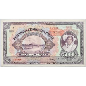 Československo - nevydané bankovky a státovky, 5000 Kč 1920, přetisk 1943, série B č.183016