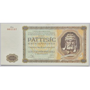 Československo - nevydané bankovky a státovky, 5000 Ks 1942, série 3Lk č.001137