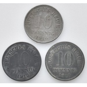 Německo - Výmarská republika, 1918-1933, 10 reichspfennig 1916, 1919, 1920 , 2 reichspfennig 1924 A
