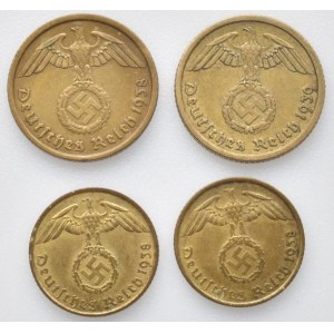 Německo - III. Říše, 10 pfennig 1938 A, 1939 A,, 5 pfennig 1938 A, G