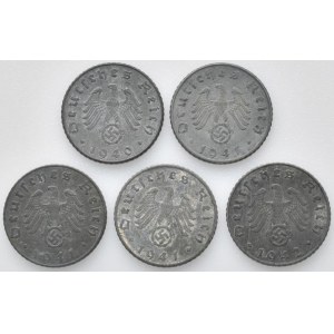 Německo - III. Říše, 5 pfennig 1940 B, 1941 A, E, G, 1942 E, Zn