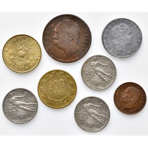 Itálie, republika 1946 - 10 centisimo 1893, 200 lire1978, 1994, 50 lire 1979, 20 cen. 1908, 1910, 1913, 5 cen. 1920