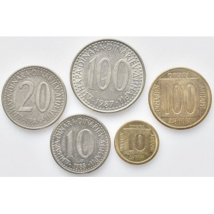 Jugoslávie, 100 dinare 1987, 1988, 20 dinare 1986, 10 dinare 1988, 1988