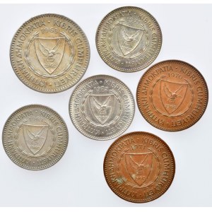 Kypr, republika, 100 mils 1963, 50 mils 1963, 1971, 1972, 5 mils 1970, 1971