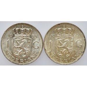 Nizozemí, Juliana 1948-1982, 1 gulden 1955, 1965, Ag720, 6.5g, 2ks