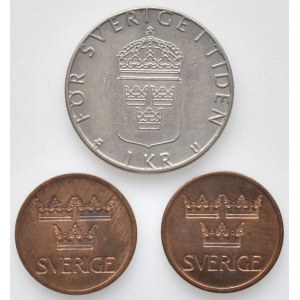 Švédsko, 1 krona 1978 U, 5 ore 1972 U, 1973 U