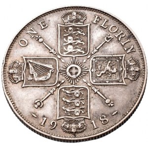 Velká Británie, George V. 1910-1936, 1 florin 1918 (2 shiling)