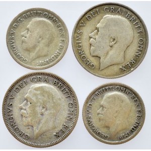 Velká Británie, George V. 1910-1936, 1 shiling 1921, 1932, Ag500, 5.6552g, 6 pence 1928, 1931