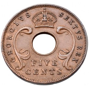 Britská východní afrika, George VI. 1937-1952, 5 cents 1952