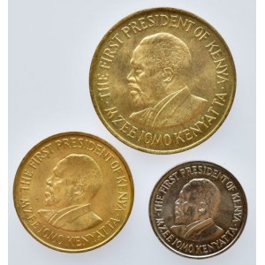 Keňa, 50 cents 1974, KM# 13, 10 cents 1973, KM# 11, 5 cents 1974