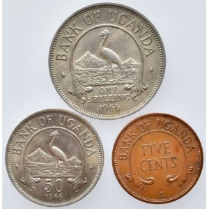 Uganda, 1 schiling 1966, 50 cent 1966, 5 cent 1966