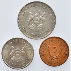 Uganda, 1 schiling 1966, 50 cent 1966, 5 cent 1966