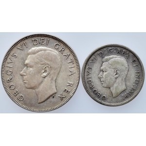 Kanada, George VI. 1936-1952, 50 cents 1949, KM# 45, Ag800, 11.6638g, 25 cents 1940, KM# 35, Ag800, 5.75g